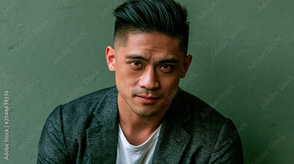 Obraz premium Gen Z Team Lead Young Athletic Southeast Asian Man Media Focused