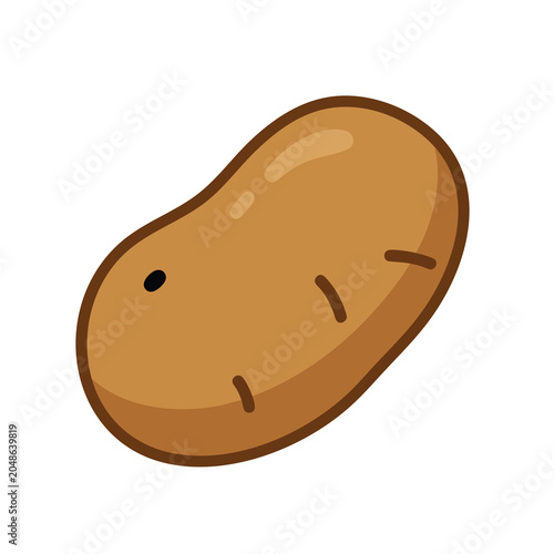 Simple vector illustration of a raw brown potato isolated on white background.