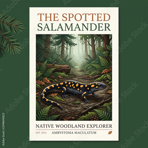 Bilde på lerret Spotted Salamander Native Woodland Animal Explorer.