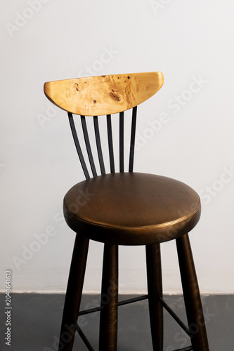home furniture, wooden brown chair in the plain room