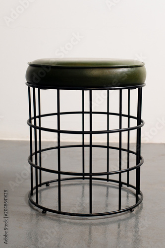 stainless steel green chair stool in the plain rooms 