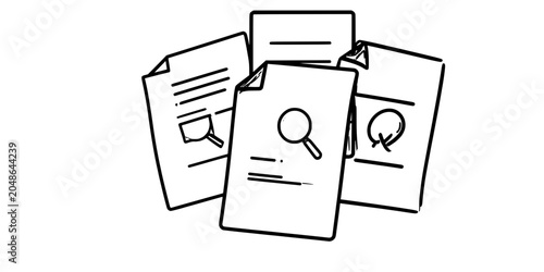 Document Search and Audit Icons Set - Solid, Outline and Sketch Styles
