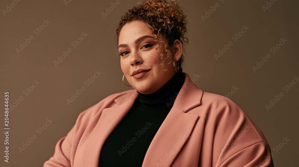 Fototapeta premium Gen Z Team Lead Young Plus Size Latina Woman Art Department Steady