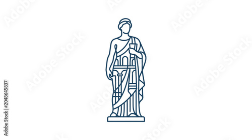 Ancient Greek Sculpture Line Art Icon, Goddess of Wisdom and Justice
