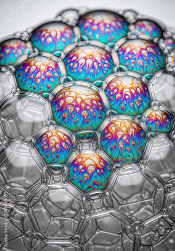 Colorful Iridescent Soap Bubble Pattern with Abstract Geometric Texture