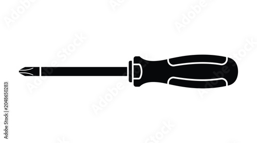 Foto Phillips head screwdriver depiction in black silhouette style isolated on white