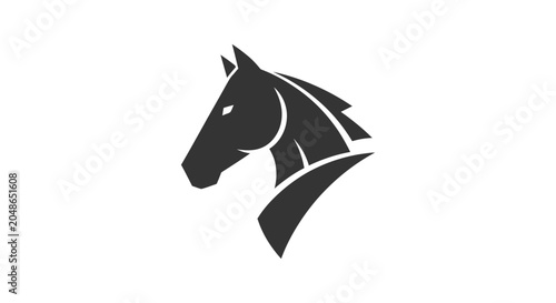 Black Horse Head Silhouette Icon.