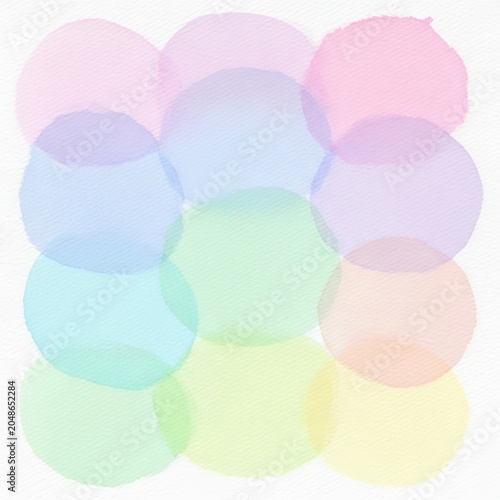 Soft Pastel Colorful Transparent Circle Bubbles on White Abstract Background