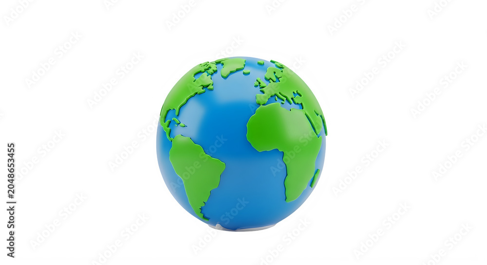 Fototapeta premium 3d rendering of planet earth with continents and oceans showing global geography isolated on transparent background