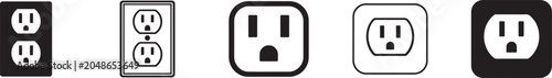 Fotografía NEMA 5-15 grounded power outlet and AC plug icon set