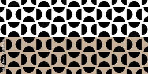 Obraz na płótnie Semicircular and square graphic shapes in cream and white