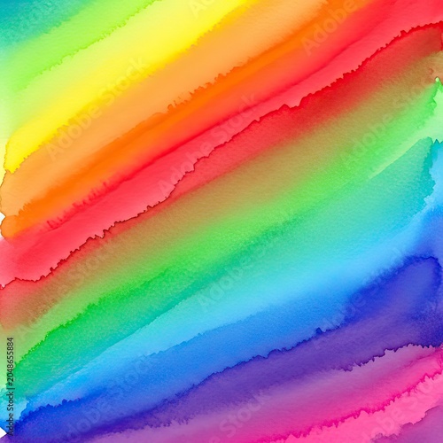 Vibrant Rainbow Watercolor Diagonal Stripes Abstract Colorful Background