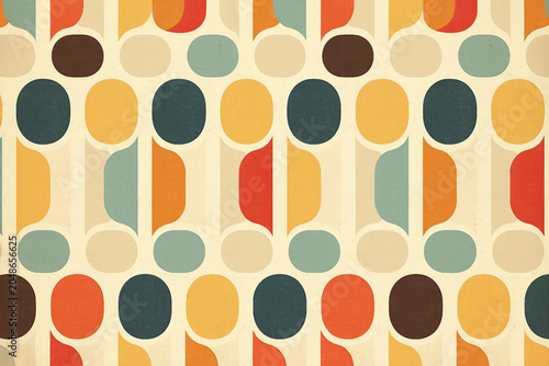 Retro generative AI artwork featuring beautiful geometric patterns in warm tones for creative graphic design