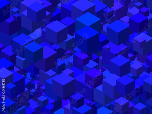 abstract cubes art blue on black