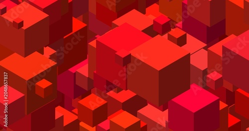 abstract cubes art red on black