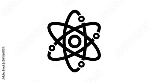 Quadro su tela Atomic model structure icon with orbiting electrons
