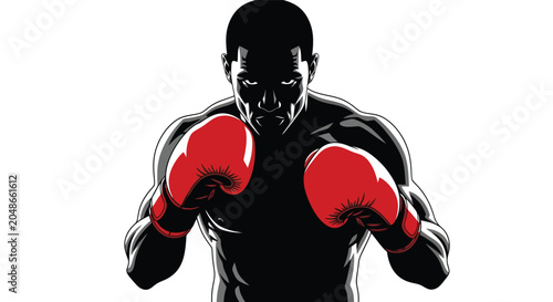 Konstfotografi Dynamic Boxer Silhouette Delivering a Powerful Punch.