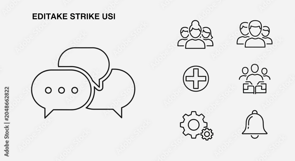 Fototapeta premium Set of Minimalist Line Art Communication and User Interface Icons