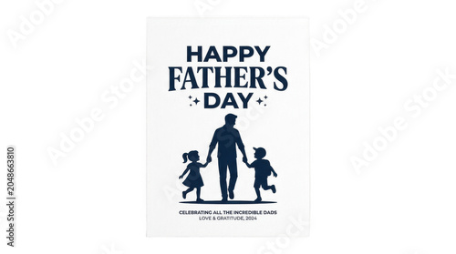 A Father's Day celebration honoring every devoted dad, holding hands with his children and leading them forward with strength, love, and gentle guidance
