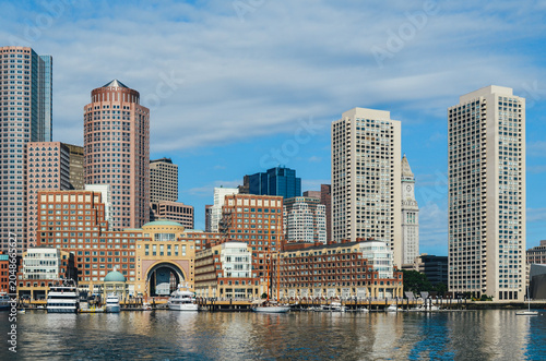 Urban buildings along the waterfront in Boston