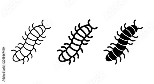 Bild auf Leinwand Centipede Icon Set, Insect Vector Graphics, Arthropod Illustration, Simple Line