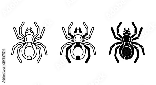 Foto Spider Icons Set: Vector Graphics of Arachnids, Insect Silhouettes, and Creepy C