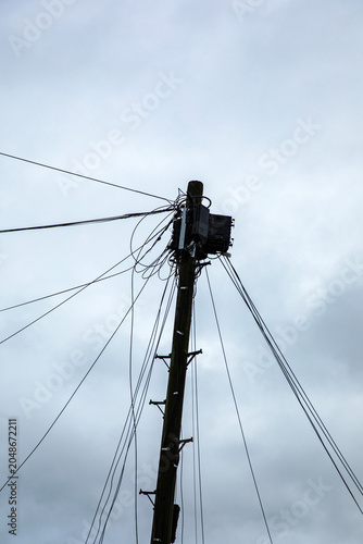 power lines on the sky background