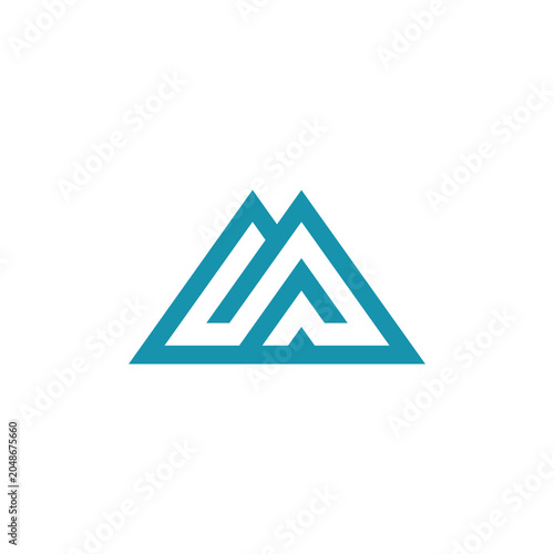 Cuadro en lienzo Abstract geometric mountain logo featuring the letter 'M' in a teal-blue hue