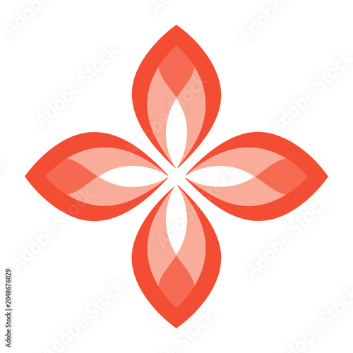Abstract red and orange flower icon on white background