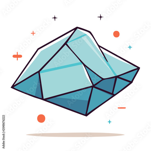 Flat design illustration of a blue gemstone