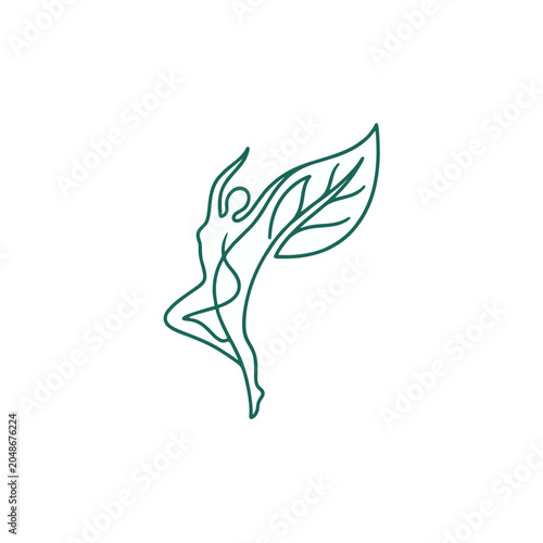 Organic Harmony Depicted Through Graceful Female Form Merging with Lush Verdant Leaf Symbolizing Natural Balance and Serene Wellness for Holistic Health And Beauty Concepts