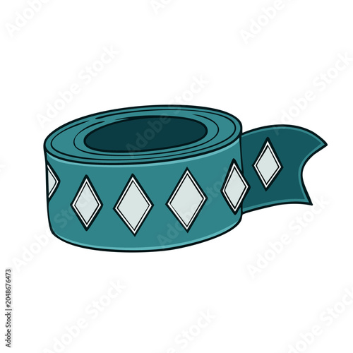 Teal ribbon spool with diamond pattern