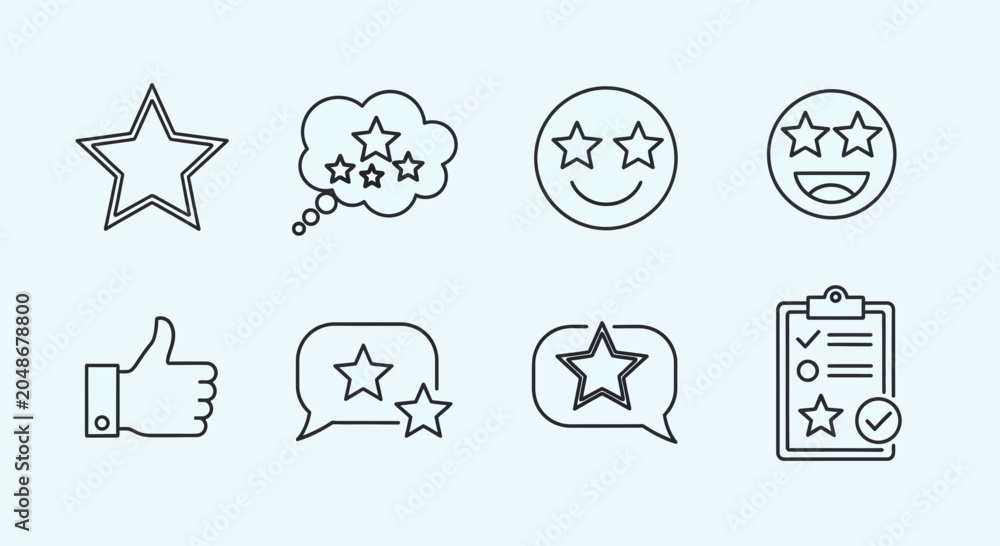 Fototapeta premium Set of Customer Feedback and Rating Line Icons