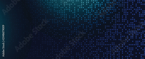 Abstract blue dotted digital background with futuristic pixel technology pattern