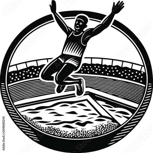 Photography Black and white athletic jump illustration, sports vector icon, athleticism comp