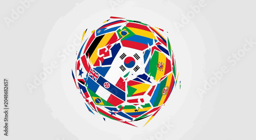Obraz na plátne Global Flags Sphere - International Unity and Diversity
