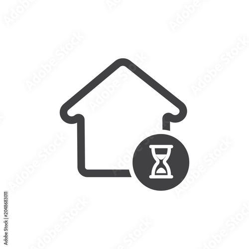 Vector outline design of a house with a clock representing the process of building a house