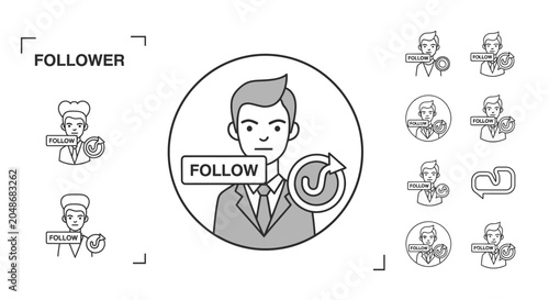 Follower Social Media User Profile Icon Set