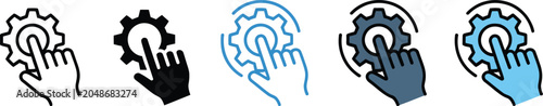 Фотография Self Service icon set featuring multiple styles for customer support, automation