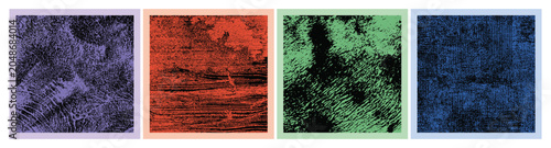 Vintage grunge texture collection set with distressed rough surface colorful backgrounds vector illustration.