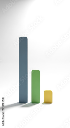 Three colorful bars representing data statistics on a transparent background for design