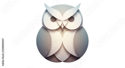 Stylized owl illustration with geometric shapes and transparent background