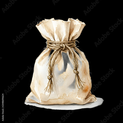 Small natural canvas pouch tied with rustic jute twine