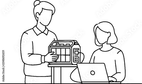 Two colleagues working with network server hardware setup.