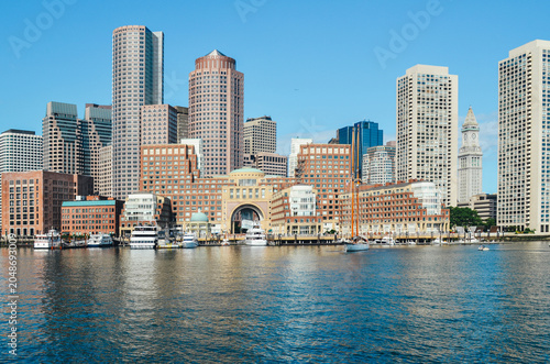 Urban buildings along the waterfront in Boston
