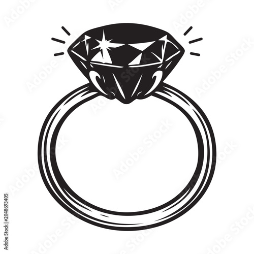 Wedding rings contour black, vector illustration on an isolated white background.
