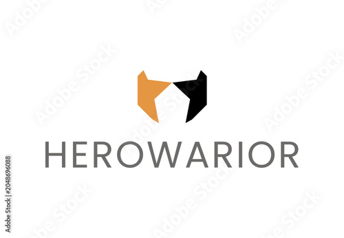 Herowarior Gaming Logo Template - Minimalist Abstract Helmet Shield Vector Icon