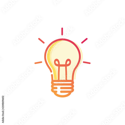 vector design outline of a shining yellow light bulb signifying an idea or inspiration