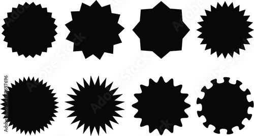 Billede på lærred Set of price sticker, sale or discount sticker, sunburst badges icon