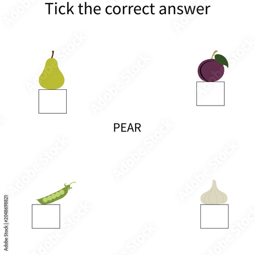Educational Fruits and Vegetables Spelling and Color Matching Worksheet